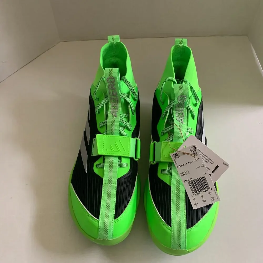 Adidas Men's Size 12.5 Adizero Edge+ TPU Baseball Cleats Solar Green IH6139 New